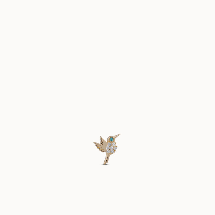 14k CZ Hummingbird Flat Back Stud
