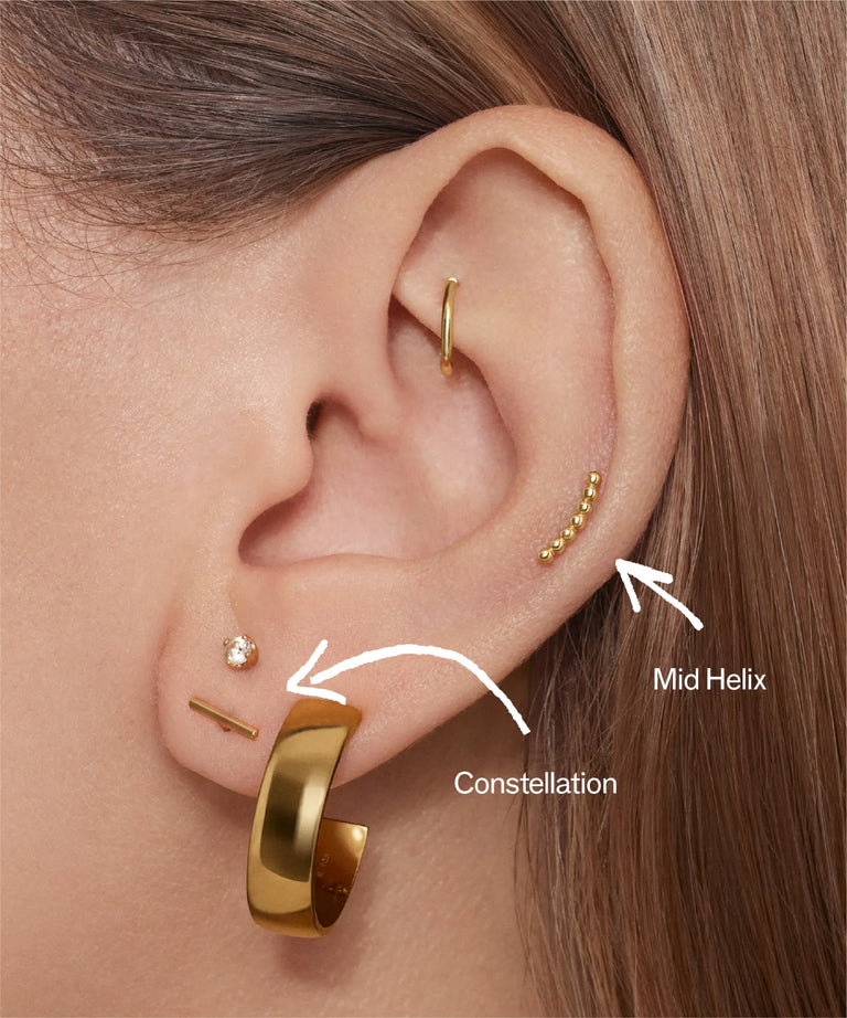 Mid helix piercing top jewelry