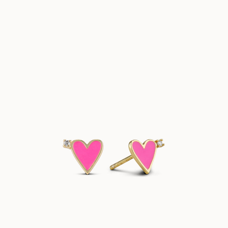 Neon Enamel Heart Studs