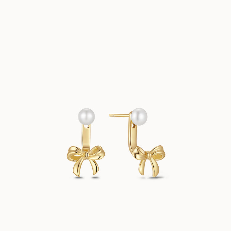 Pearl & Bow Earring Jacket Studs