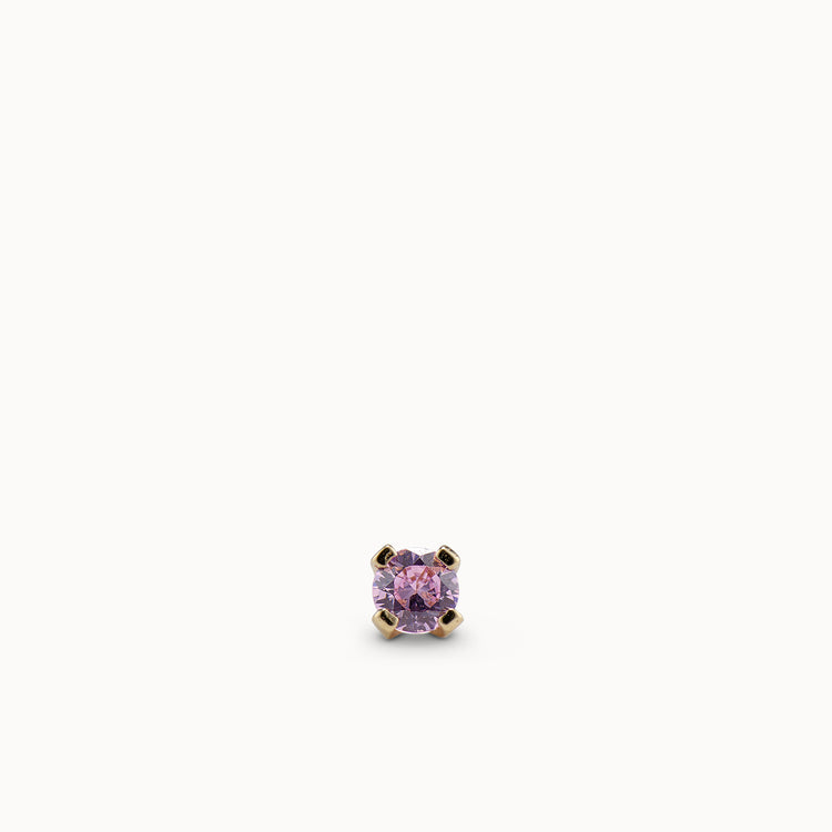 24k Titanium Pink CZ 2.5mm Flat Back Stud