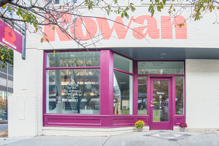 Exterior of Rowan ear-piercing studio on Camden in Charlotte, North Carolina.