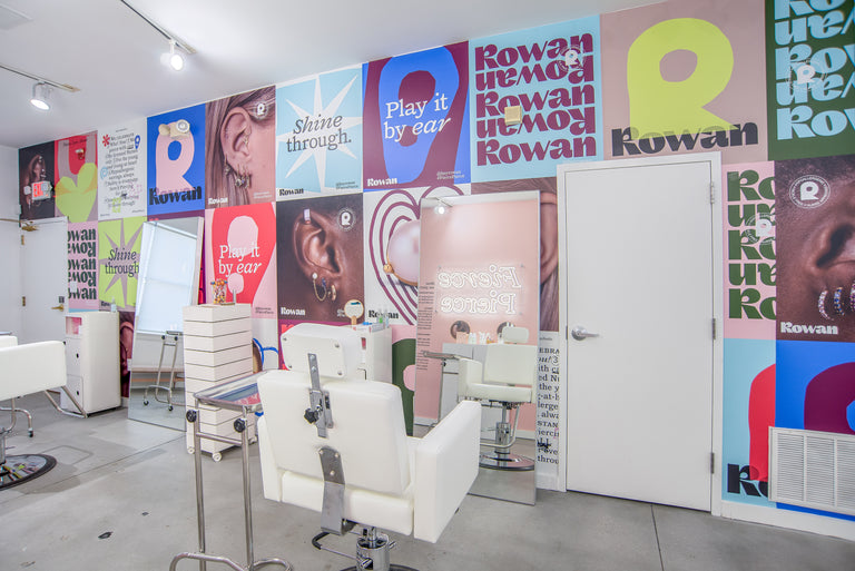 Interior of Rowan ear-piercing studio on Camden in Charlotte, North Carolina.