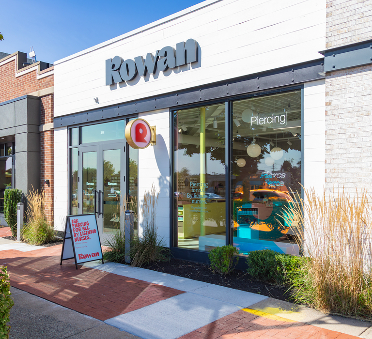 Exterior of Rowan ear-piercing studio at the Garden City Center in Cranston Rhode Island.