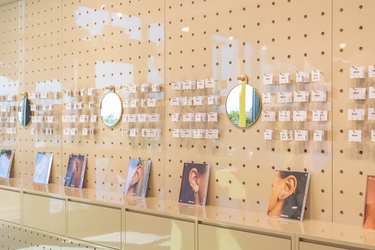 Interior of Rowan ear-piercing studio at the Garden City Center in Cranston Rhode Island.