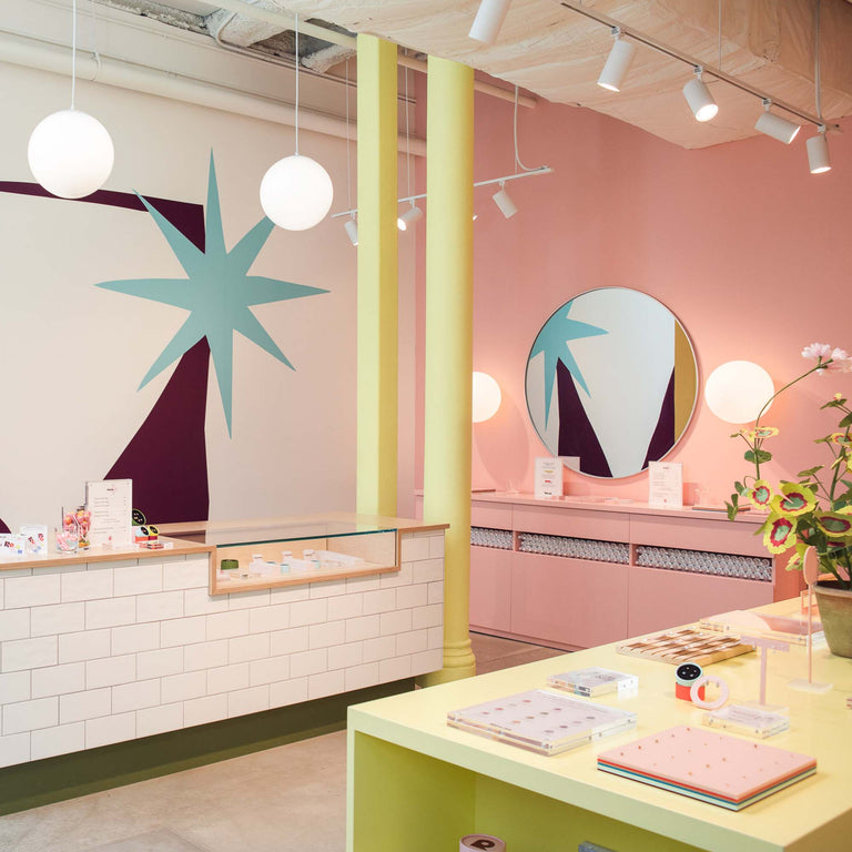Interior of Rowan ear-piercing studio at West Loop in Chicago Illinois.