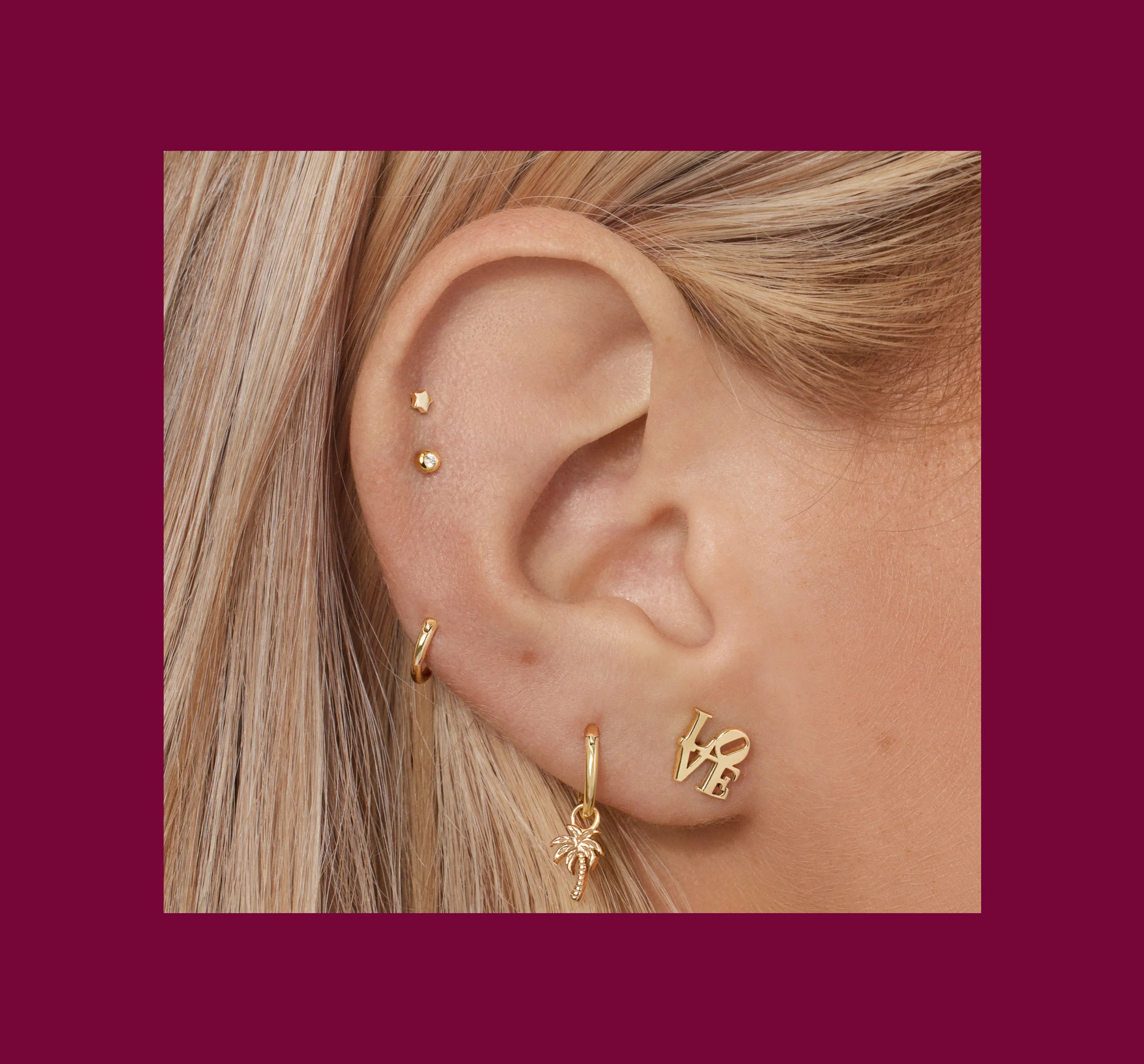 Golden Round Dumbbell Earrings Ear Piercing Studs for Men  Women