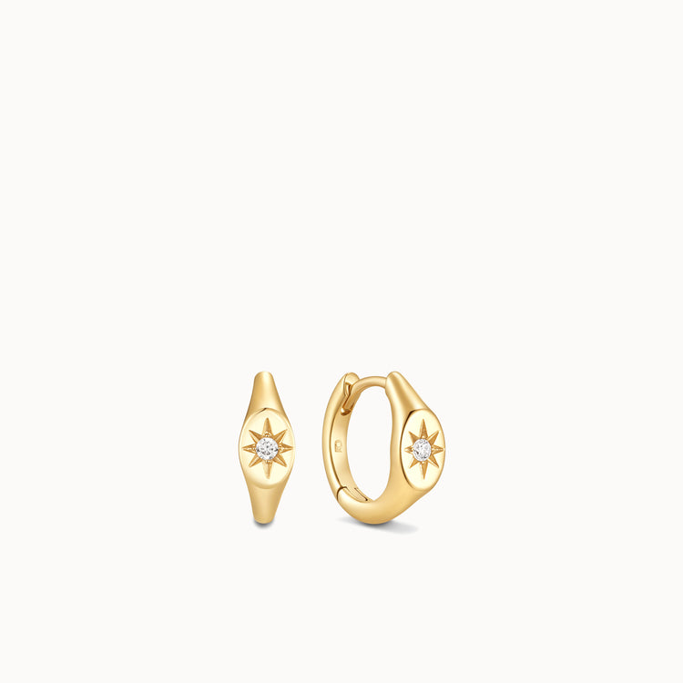 Starburst Signet Hoops