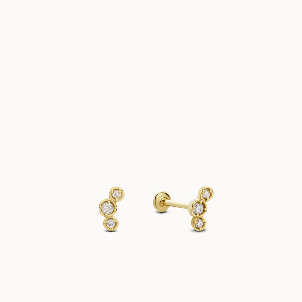 14k solid gold shell diamond shops studs earrings (no backs)