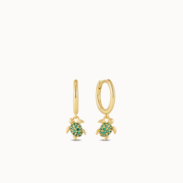 Turtle CZ Charm Hoops