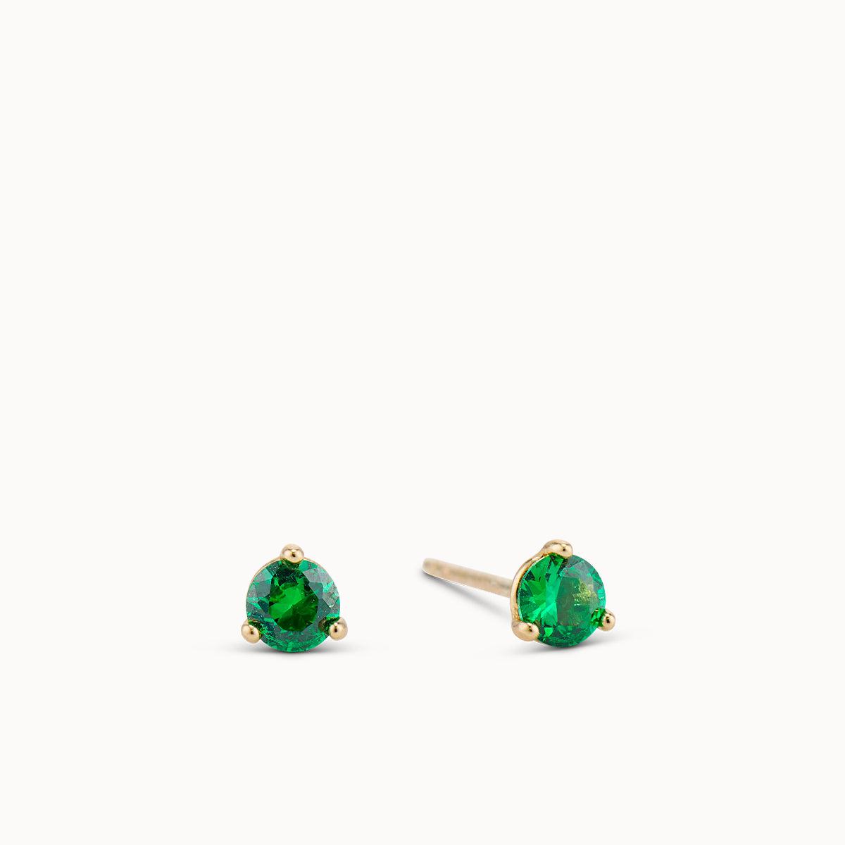 May Birthstone Emerald CZ Stud Hypoallergenic Earrings | Rowan