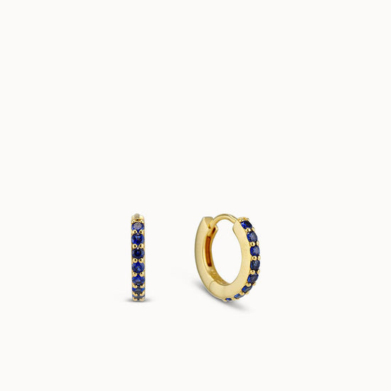 925 Sterling Silver Simulated Blue Sapphire Hoop Earrings – September Birthstone – Old English Jewellers