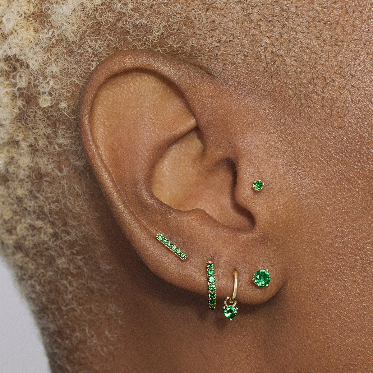 May Birthstone Hoops Hypoallergenic Earrings | Rowan