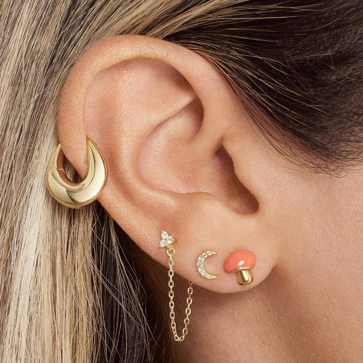 Trinity and Chain Hoop Hypoallergenic Earrings | Rowan