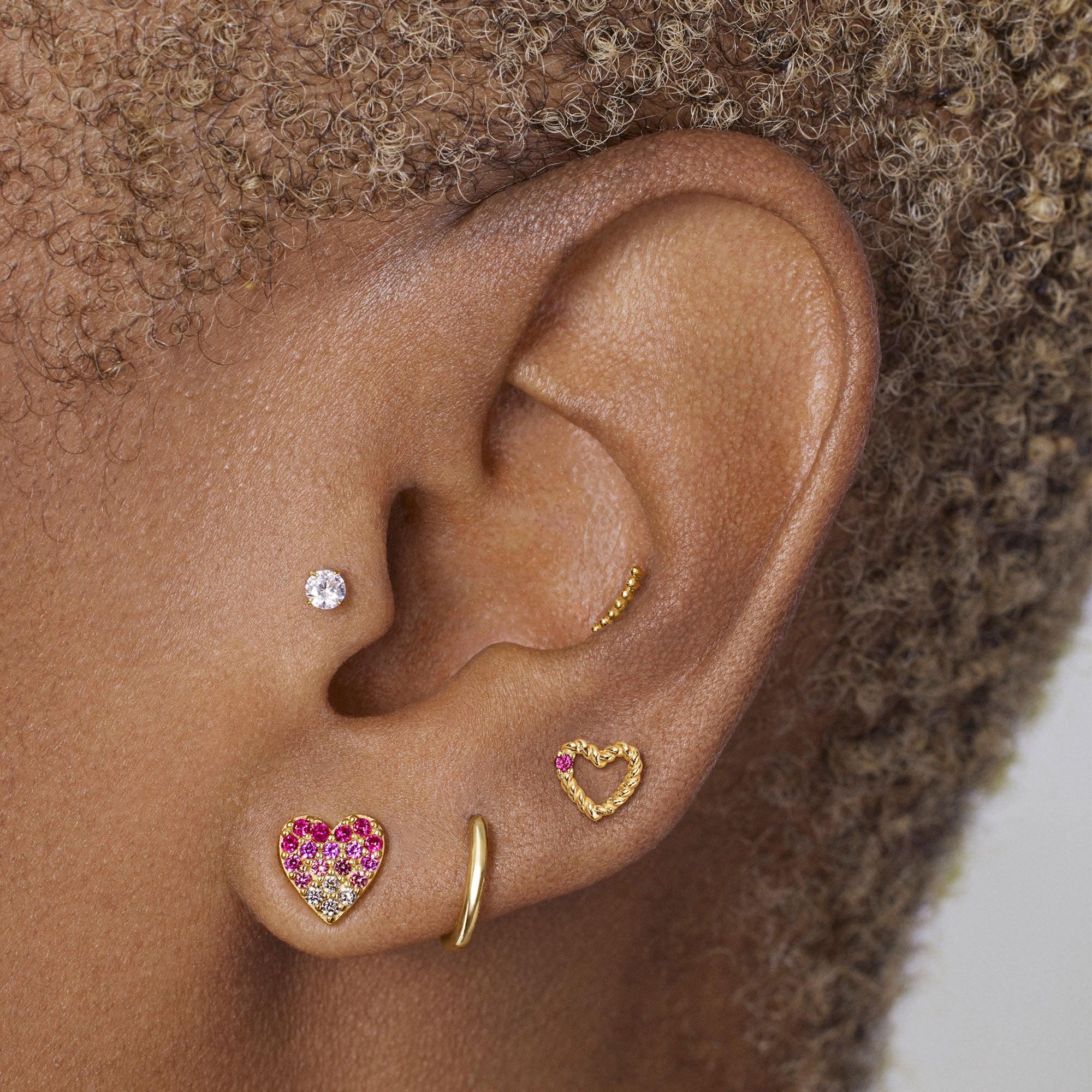 Heart Pavé Stud Hypoallergenic Earrings | Rowan