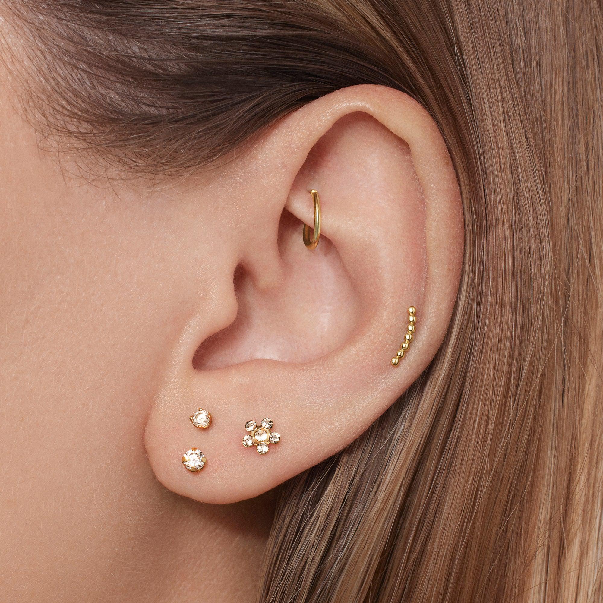 14k Gold Beaded Crawler Hypoallergenic Earrings | Rowan